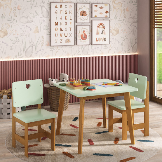 Conjunto mesa com 2 cadeiras infantil