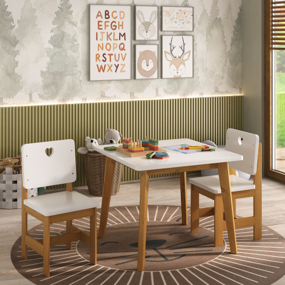 Conjunto mesa com 2 cadeiras infantil